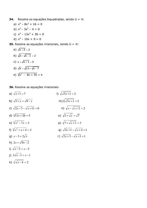 9 Ano Funcoes Do 2 Grau Equacoes Biquadradas Equacoes Irracionais