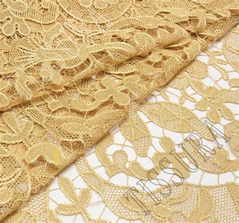 Golden Guipure Lace Fabric Exclusive Bridal Fabrics From Switzerland