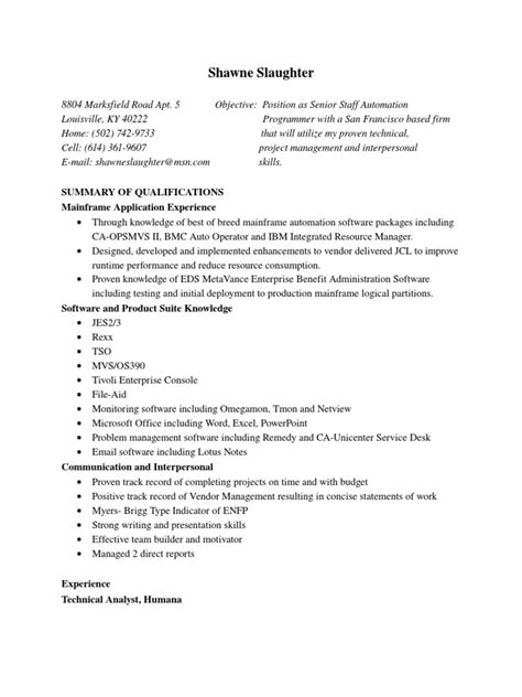 Shawne Slaughter Resume New Masters Pdf Mainframe Computer Ibm Db2