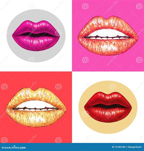 Beautiful Lips with White Teeth on a Pink Background. Female Lips ...