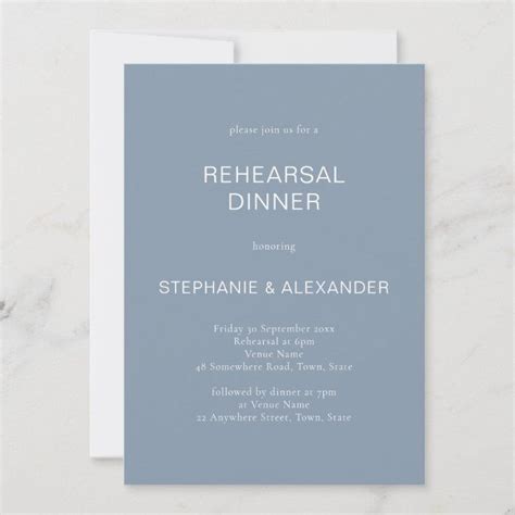 Simple Dusty Blue QR Code Rehearsal Dinner Invitation Zazzle In 2022