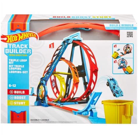 Hot Wheels GYP65 Track Builder Unlimited Triple Loop Jump Stunt Kit With Vehicle 1 Piece QFC