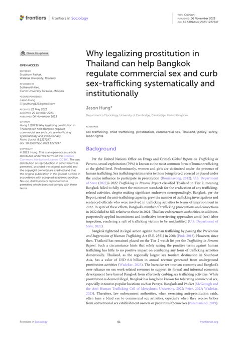 Pdf Why Legalizing Prostitution In Thailand Can Help Bangkok Regulate Commercial Sex And Curb