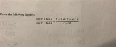 Solved Prove The Following Identity Sec Tan Sec Tan