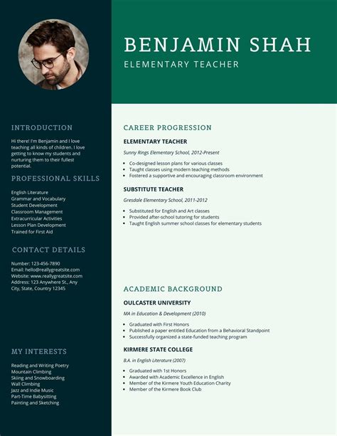 Teacher Resume Template Professional Resume For Teacher Teacher CV ...