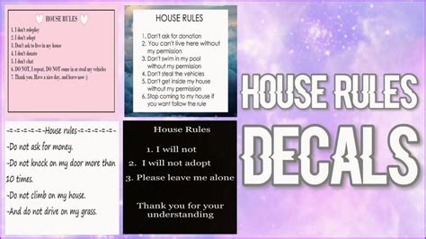 Bloxburg House Rules Codes Blush House Themed Chores List School Decal Chore List Room Decals