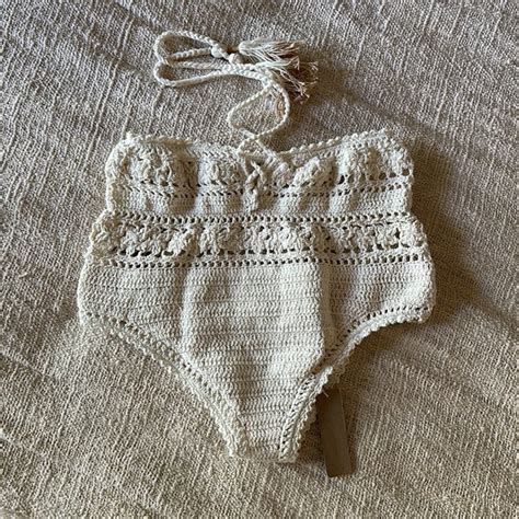 She Made Me Swim She Made Me Essential High Waisted Crochet Bikini Bottoms Natural Poshmark