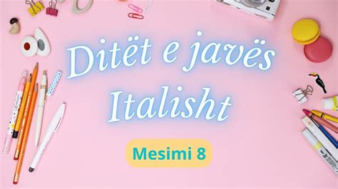 Ditët e javës Italisht mesimi 8 YouTube