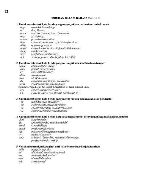 Imbuhan Dalam Bahasa Inggris Pdf Kajian Bahasa Asing