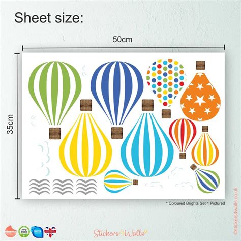 Reusable Fabric Hot Air Balloon Wall Stickers Set Of Etsy