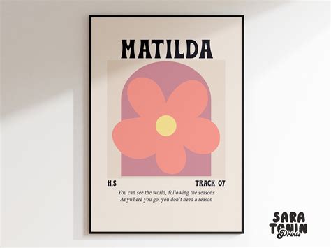Poster Matilda Lyrics Flower Print Hs 2022 Harry House Wall Art