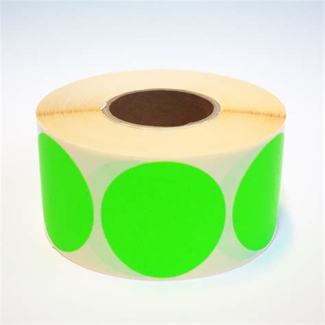 Etiketten Of Stickers Op Rol 50 Mm Rond Fluor Groen Papier