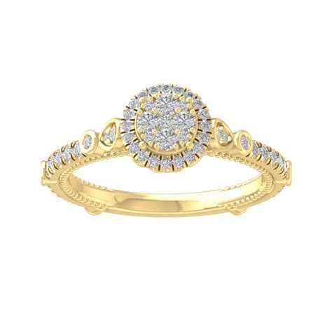 Araiya Fine Jewelry K Yellow Gold Round Shape Diamond Composite Ring