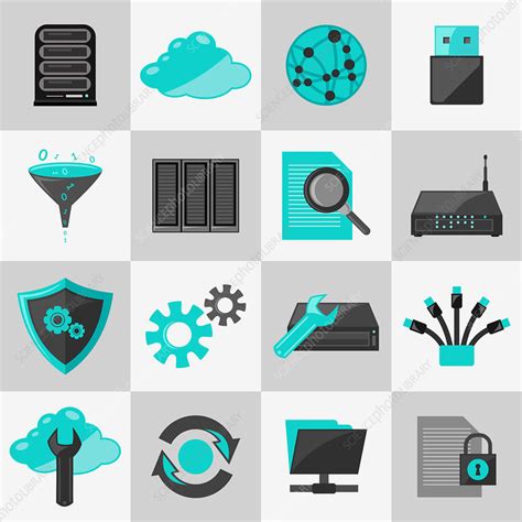 Computer network icons, illustration - Stock Image - F019/8861 - Science Photo Library