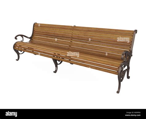 Wooden Park Bench Isolated Stock Photo Alamy