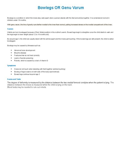 Genu Varum Knee Clinical Medicine