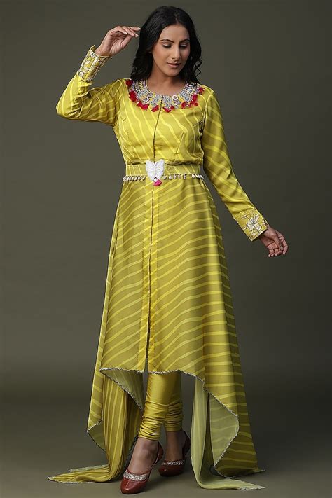 Yellow Satin Silk Tunic Set Design By Arpita Sulakshana At Pernias Pop