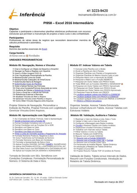 PDF PI958 Excel 2016 Intermediário inferencia br 12 Como o