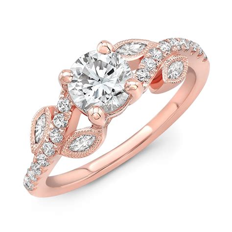 Rose Gold Diamond Vine Engagement Ring - S. Kashi Diamond Engagement Ring