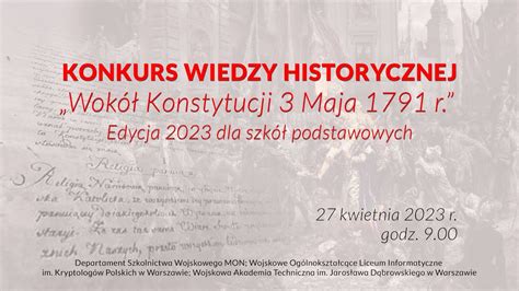 Konkurs Wiedzy Historycznej Wok Konstytucji Maja Dla Szk