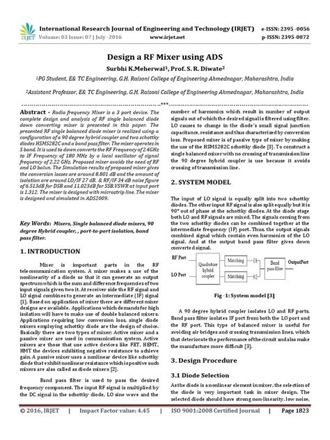 Design A RF Mixer Using ADS PDF | PDF | Electrical Engineering | Wireless