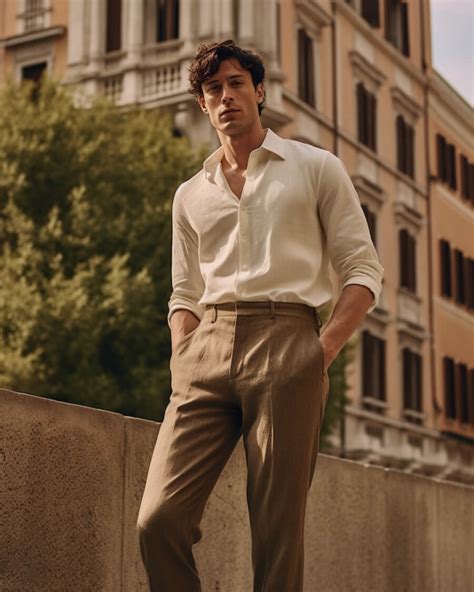 White Linen Shirt With Brown Linen Pants Hockerty