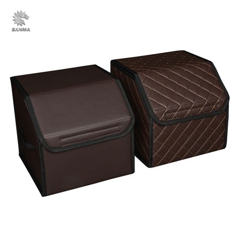 Auto Cargo Holder Pu Leather Trunk Storage Box Collapsible Car Storage