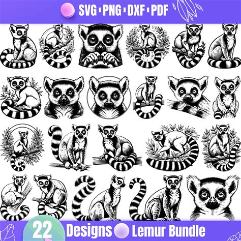 High Quality Lemur SVG Bundle Lemur Dxf Lemur Png Lemur Vector