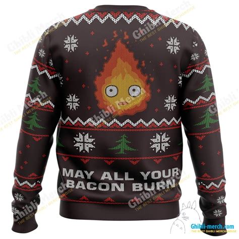 Calcifer Ugly Christmas Sweater May All Your Bacon Burn Ghibli