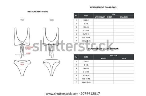Womens Bikini Set Measurement Guide Measurement 库存矢量图免版税 Shutterstock