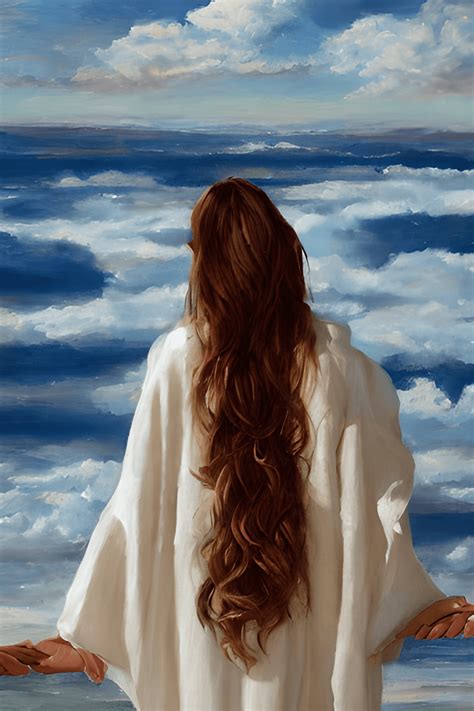 Rear View Of Tanned Wavy Haired Brunette Female In Long Dress