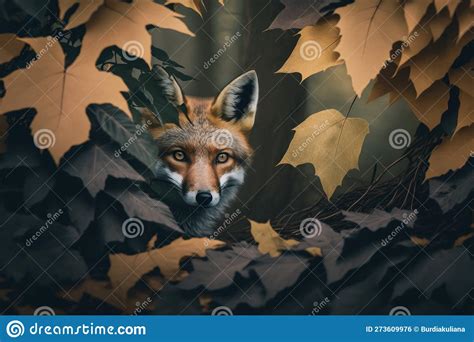 Close Wild Red Fox In Nature Habitat Generative Ai Stock Illustration