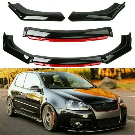 Front Bumper Lip Spoiler Splitter Body Kit Glossy Black Red For Vw Golf Mk5 Mk6 Eur 3778