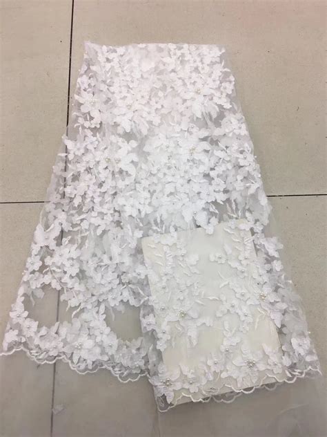 Bridal Lace Fabric For Wedding Dress With Beads Popular 3d Flower Lace