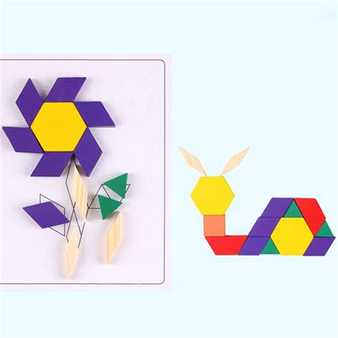 Joc Educativ Tangram Cu 125 Piese Geometrice Din Lemn Si Fise De Lucru