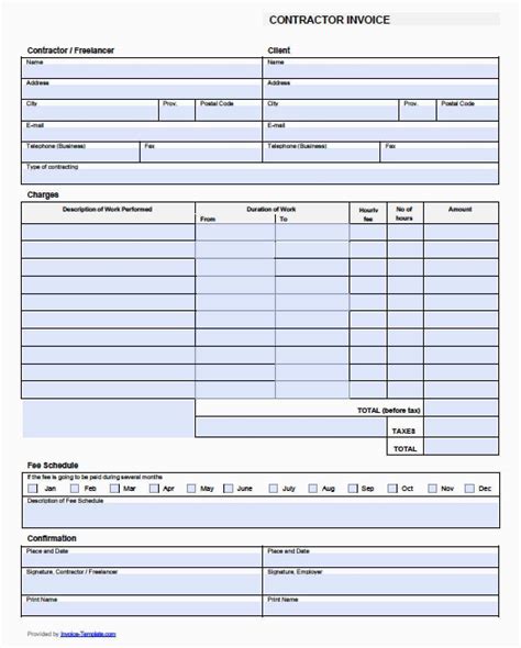 Visiting Subcontractor Invoice Template Now For Subcontractor