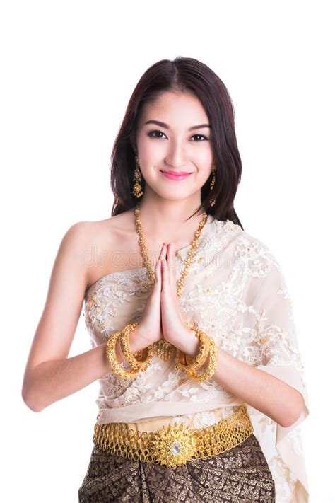 Thai Lady In Vintage Original Thailand Attire Sawasdee Action Welcome Affiliate Vintage