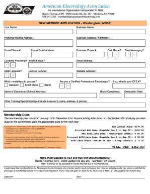 Fillable Online American Electrology Association New Member