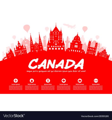 Canada travel landmarks Royalty Free Vector Image