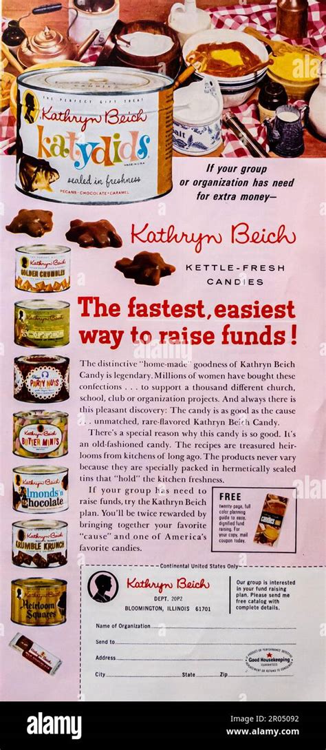 Kathryn Beich Katydids Candy Advert In A Journal Magazine 1965 Stock