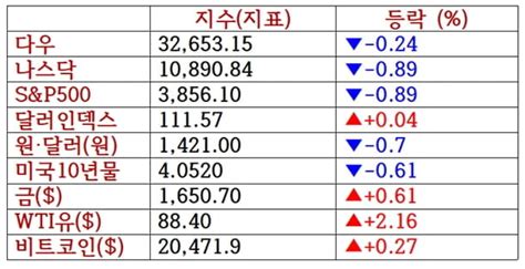 뉴욕증시 고용지표 호조에 하락 마감 아마존 55↓유가·비트코인 상승 한국경제