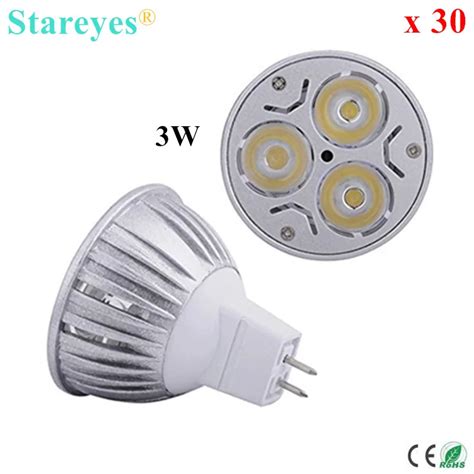 Free Shipping 30 Pcs Dimmable Mr16 3w 3x1w Acanddc 12v High Power Led