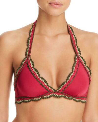 NWT BECCA By Rebecca Virtue Swimsuit Bikini Top Bra Crochet Trim Size M