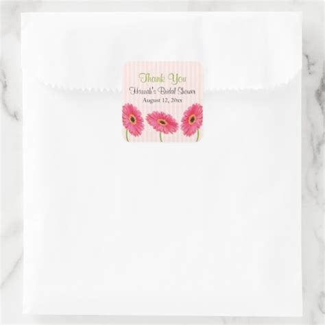 Pink Gerbera Daisy Bridal Shower Stickers Personal Zazzle