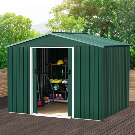 DWVO 6x8 FT Outdoor Storage Shed Large Metal Tool Sheds Heavy Duty