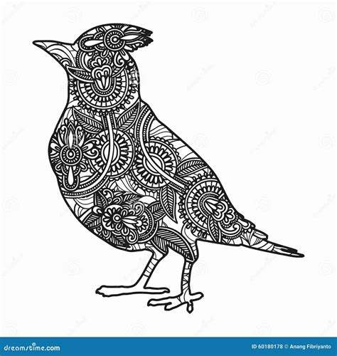 Zentangle Stylized Bird Illustration Hand Drawn Doodle Illustration