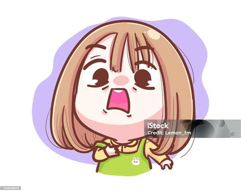 karakter gadis wajah takut  emosi terkejut terisolasi  latar