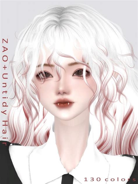 Preview Zao Untidy Hair Zao In Sims Hair Sims Body Mods