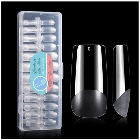 Gelike Ec 240pcs Clear Medium Square Nail Press On Nails Soft Gel Full