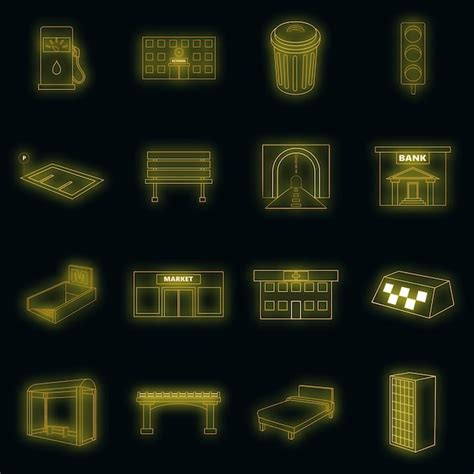 Premium Vector City Infrastructure Icons Set Vector Neon